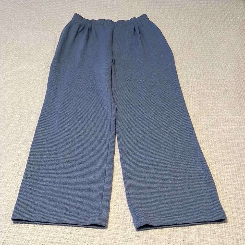 Vintage St. John Collection Marie Gray Blue Santana Knit Wide Leg Pants Size 4
